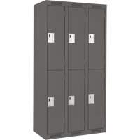 Clean Line Lockers, 2 -tier, Bank of 3, 36" x 18" x 72", Steel, Charcoal, Rivet (Assembled) Groupe Belzile Dickner