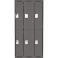 Clean Line Lockers, 2 -tier, Bank of 3, 36" x 18" x 72", Steel, Charcoal, Rivet (Assembled) Groupe Belzile Dickner