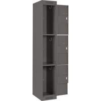 Clean Line Lockers, 3 -tier, Bank of 4, 48" x 18" x 72", Steel, Charcoal, Rivet (Assembled) Groupe Belzile Dickner