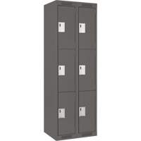 Clean Line Lockers, 3 -tier, Bank of 2, 24" x 18" x 72", Steel, Charcoal, Rivet (Assembled) Groupe Belzile Dickner