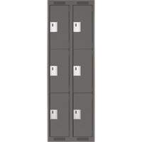 Clean Line Lockers, 3 -tier, Bank of 2, 24" x 18" x 72", Steel, Charcoal, Rivet (Assembled) Groupe Belzile Dickner