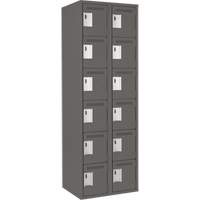 Clean Line Lockerette, 6 -tier, Bank of 2, 24" x 18" x 72", Steel, Charcoal, Rivet (Assembled) Groupe Belzile Dickner