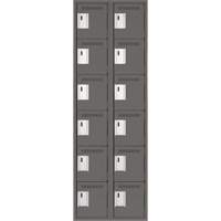 Clean Line Lockerette, 6 -tier, Bank of 2, 24" x 18" x 72", Steel, Charcoal, Rivet (Assembled) Groupe Belzile Dickner