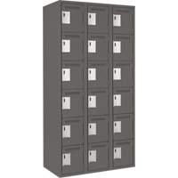 Clean Line Lockerette, 6 -tier, Bank of 3, 36" x 18" x 72", Steel, Charcoal, Rivet (Assembled) Groupe Belzile Dickner