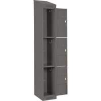 Clean Line Lockers, 3 -tier, Bank of 4, 48" x 18" x 78", Steel, Charcoal, Rivet (Assembled) Groupe Belzile Dickner