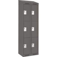 Clean Line Lockers, 3 -tier, Bank of 2, 24" x 18" x 78", Steel, Charcoal, Rivet (Assembled) Groupe Belzile Dickner