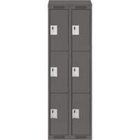 Clean Line Lockers, 3 -tier, Bank of 2, 24" x 18" x 78", Steel, Charcoal, Rivet (Assembled) Groupe Belzile Dickner