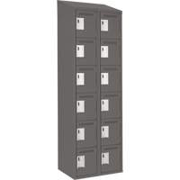 Clean Line Lockerette, 6 -tier, Bank of 2, 24" x 18" x 78", Steel, Charcoal, Rivet (Assembled) Groupe Belzile Dickner
