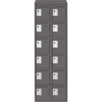 Clean Line Lockerette, 6 -tier, Bank of 2, 24" x 18" x 78", Steel, Charcoal, Rivet (Assembled) Groupe Belzile Dickner