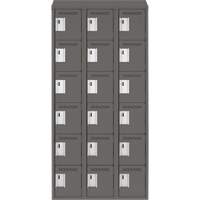 Clean Line Lockerette, 6 -tier, Bank of 3, 36" x 18" x 78", Steel, Charcoal, Rivet (Assembled) Groupe Belzile Dickner