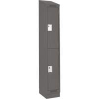 Clean Line Lockers, 2 -tier, 12" x 18" x 82", Steel, Charcoal, Rivet (Assembled) Groupe Belzile Dickner