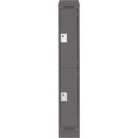 Clean Line Lockers, 2 -tier, 12" x 18" x 82", Steel, Charcoal, Rivet (Assembled) Groupe Belzile Dickner