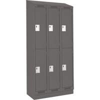 Clean Line Lockers, 2 -tier, Bank of 3, 36" x 18" x 82", Steel, Charcoal, Rivet (Assembled) Groupe Belzile Dickner