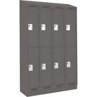 Clean Line Lockers, 2 -tier, Bank of 4, 48" x 18" x 82", Steel, Charcoal, Rivet (Assembled) Groupe Belzile Dickner