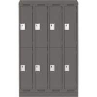 Clean Line Lockers, 2 -tier, Bank of 4, 48" x 18" x 82", Steel, Charcoal, Rivet (Assembled) Groupe Belzile Dickner