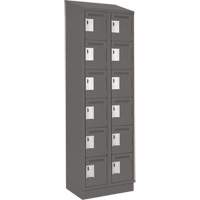 Clean Line Lockerette, 6 -tier, Bank of 2, 24" x 18" x 82", Steel, Charcoal, Rivet (Assembled) Groupe Belzile Dickner