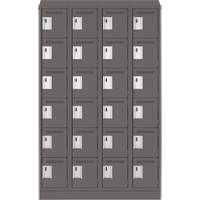 Clean Line Lockerette, 6 -tier, Bank of 4, 48" x 18" x 82", Steel, Charcoal, Rivet (Assembled) Groupe Belzile Dickner