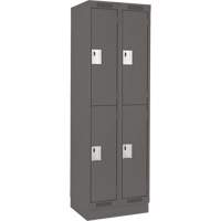 Clean Line Lockers, 2 -tier, Bank of 2, 24" x 18" x 76", Steel, Charcoal, Rivet (Assembled) Groupe Belzile Dickner