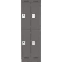 Clean Line Lockers, 2 -tier, Bank of 2, 24" x 18" x 76", Steel, Charcoal, Rivet (Assembled) Groupe Belzile Dickner