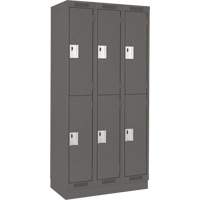 Clean Line Lockers, 2 -tier, Bank of 3, 36" x 18" x 76", Steel, Charcoal, Rivet (Assembled) Groupe Belzile Dickner