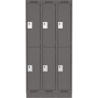 Clean Line Lockers, 2 -tier, Bank of 3, 36" x 18" x 76", Steel, Charcoal, Rivet (Assembled) Groupe Belzile Dickner