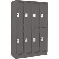 Casiers Clean Line, 2 niveaux, Bloc de 4, 48" x 18" x 76", Acier, Charbon, Rivet (assembl&eacute;) Groupe Belzile Dickner