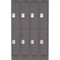Casiers Clean Line, 2 niveaux, Bloc de 4, 48" x 18" x 76", Acier, Charbon, Rivet (assembl&eacute;) Groupe Belzile Dickner