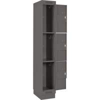 Clean Line Lockers, 3 -tier, Bank of 4, 48" x 18" x 76", Steel, Charcoal, Rivet (Assembled) Groupe Belzile Dickner