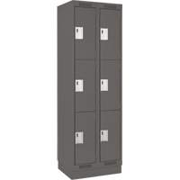 Clean Line Lockers, 3 -tier, Bank of 2, 24" x 18" x 76", Steel, Charcoal, Rivet (Assembled) Groupe Belzile Dickner