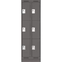 Clean Line Lockers, 3 -tier, Bank of 2, 24" x 18" x 76", Steel, Charcoal, Rivet (Assembled) Groupe Belzile Dickner