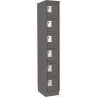 Clean Line Lockerette, 6 -tier, 12" x 18" x 76", Steel, Charcoal, Rivet (Assembled) Groupe Belzile Dickner