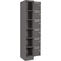 Clean Line Lockerette, 6 -tier, Bank of 4, 48" x 18" x 76", Steel, Charcoal, Rivet (Assembled) Groupe Belzile Dickner