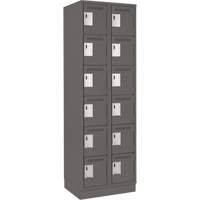 Clean Line Lockerette, 6 -tier, Bank of 2, 24" x 18" x 76", Steel, Charcoal, Rivet (Assembled) Groupe Belzile Dickner