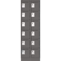 Clean Line Lockerette, 6 -tier, Bank of 2, 24" x 18" x 76", Steel, Charcoal, Rivet (Assembled) Groupe Belzile Dickner