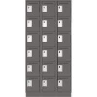 Clean Line Lockerette, 6 -tier, Bank of 3, 36" x 18" x 76", Steel, Charcoal, Rivet (Assembled) Groupe Belzile Dickner