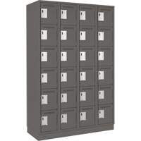 Clean Line Lockerette, 6 -tier, Bank of 4, 48" x 18" x 76", Steel, Charcoal, Rivet (Assembled) Groupe Belzile Dickner