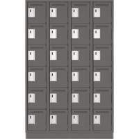 Clean Line Lockerette, 6 -tier, Bank of 4, 48" x 18" x 76", Steel, Charcoal, Rivet (Assembled) Groupe Belzile Dickner