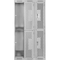 Casiers Clean Line, 2 niveaux, Bloc de 3, 36" x 15" x 72", Acier, Gris, Rivet (assembl&eacute;), Perfor&eacute; Groupe Belzile Dickner