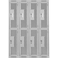 Clean Line Lockers, 2 -tier, Bank of 4, 48" x 12" x 72", Steel, Grey, Rivet (Assembled), Perforated Groupe Belzile Dickner