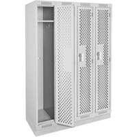 Clean Line Lockers, Bank of 4, 48" x 15" x 76", Steel, Grey, Rivet (Assembled), Perforated Groupe Belzile Dickner
