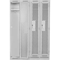 Clean Line Lockers, Bank of 4, 48" x 15" x 76", Steel, Grey, Rivet (Assembled), Perforated Groupe Belzile Dickner