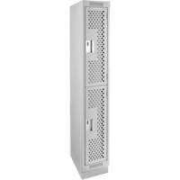Casiers Clean Line, 2 niveaux, 12" x 18" x 76", Acier, Gris, Rivet (assembl&eacute;), Perfor&eacute; Groupe Belzile Dickner
