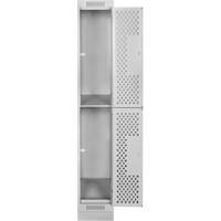 Casiers Clean Line, 2 niveaux, 12" x 18" x 76", Acier, Gris, Rivet (assembl&eacute;), Perfor&eacute; Groupe Belzile Dickner