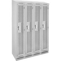 Clean Line Lockers, Bank of 4, 48" x 18" x 82", Steel, Grey, Rivet (Assembled), Perforated Groupe Belzile Dickner