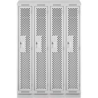 Clean Line Lockers, Bank of 4, 48" x 18" x 82", Steel, Grey, Rivet (Assembled), Perforated Groupe Belzile Dickner