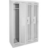 Clean Line Lockers, Bank of 4, 48" x 18" x 82", Steel, Grey, Rivet (Assembled), Perforated Groupe Belzile Dickner