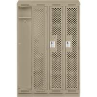 Clean Line Lockers, Bank of 4, 48" x 18" x 82", Steel, Grey, Rivet (Assembled), Perforated Groupe Belzile Dickner