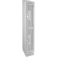 Clean Line Lockers, 2 -tier, 12" x 12" x 82", Steel, Grey, Rivet (Assembled), Perforated Groupe Belzile Dickner