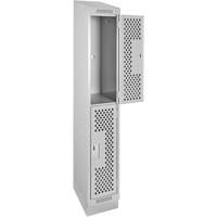 Clean Line Lockers, 2 -tier, 12" x 12" x 82", Steel, Grey, Rivet (Assembled), Perforated Groupe Belzile Dickner