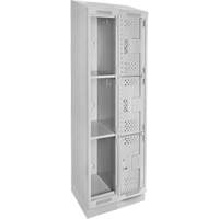 Clean Line Lockers, 3 -tier, Bank of 2, 24" x 15" x 82", Steel, Grey, Rivet (Assembled), Perforated Groupe Belzile Dickner